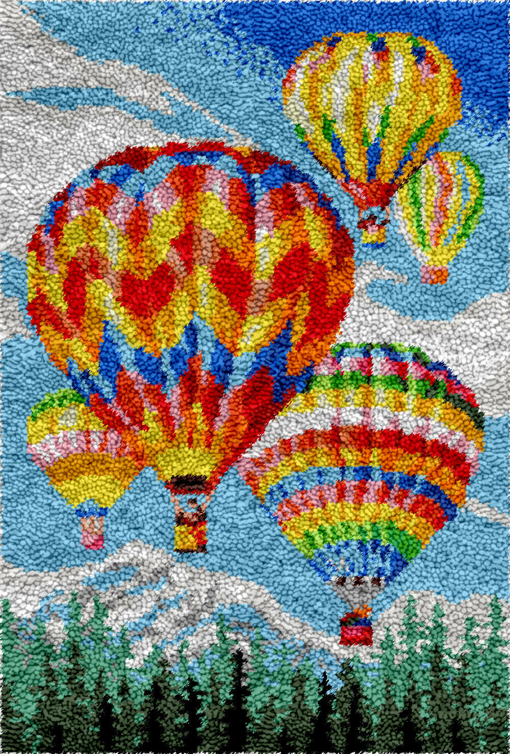 Summer Hot Air Balloons Latch Hook Rug by Heartful Crafts