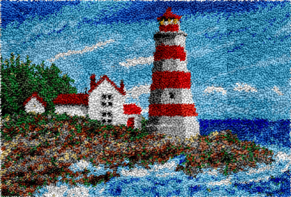 Island Lighthouse Latch Hook Rug by Heartful Crafts