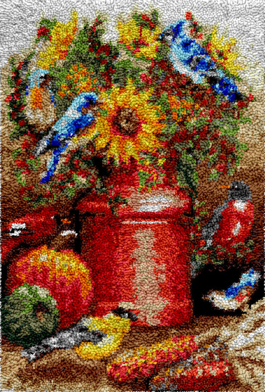 Birds and Flowers Latch Hook Rug by Heartful Crafts