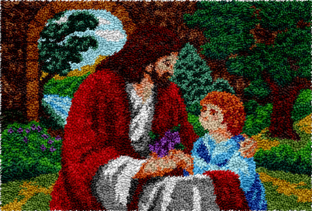 Jesus and Child Latch Hook Rug by Heartful Crafts