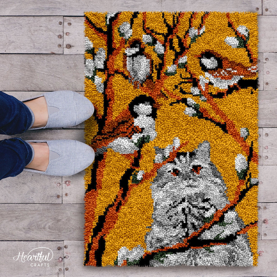 Playful Cat Latch Hook Rug by Heartful Crafts