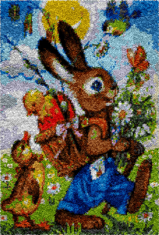 Adventurous Bunny Latch Hook Rug by Heartful Crafts