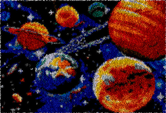 Planetary System Latch Hook Rug by Heartful Crafts