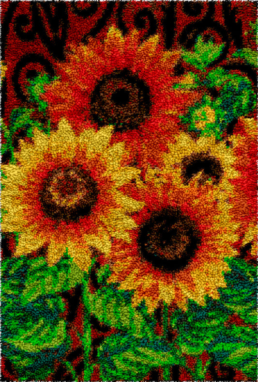 Fully Bloomed Sunflowers Latch Hook Rug by Heartful Crafts