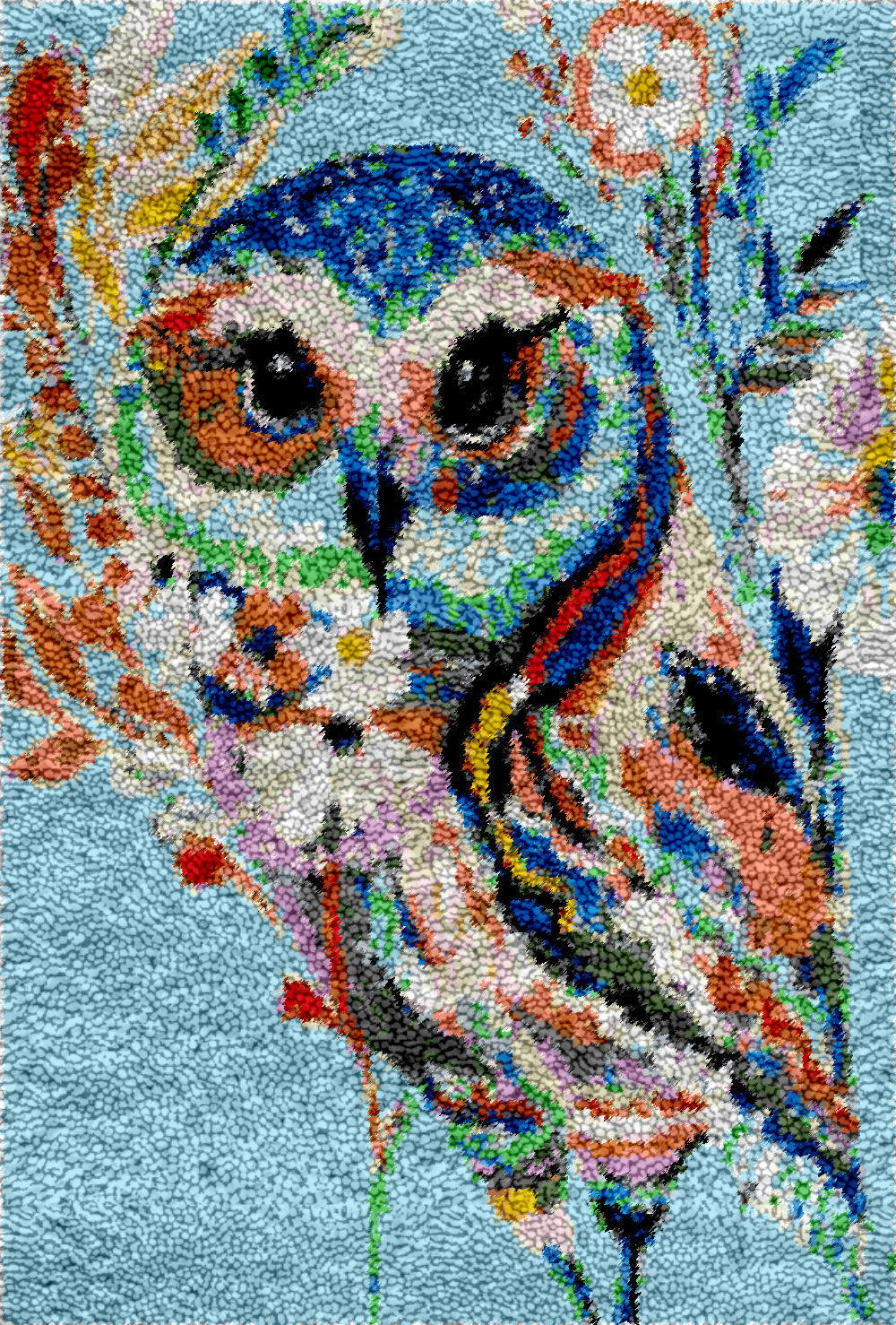 Splashy Spotted Owl Latch Hook Rug by Heartful Crafts