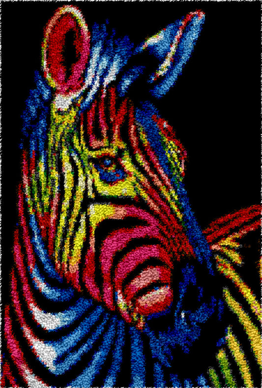 Rainbow Zebra Latch Hook Rug by Heartful Crafts