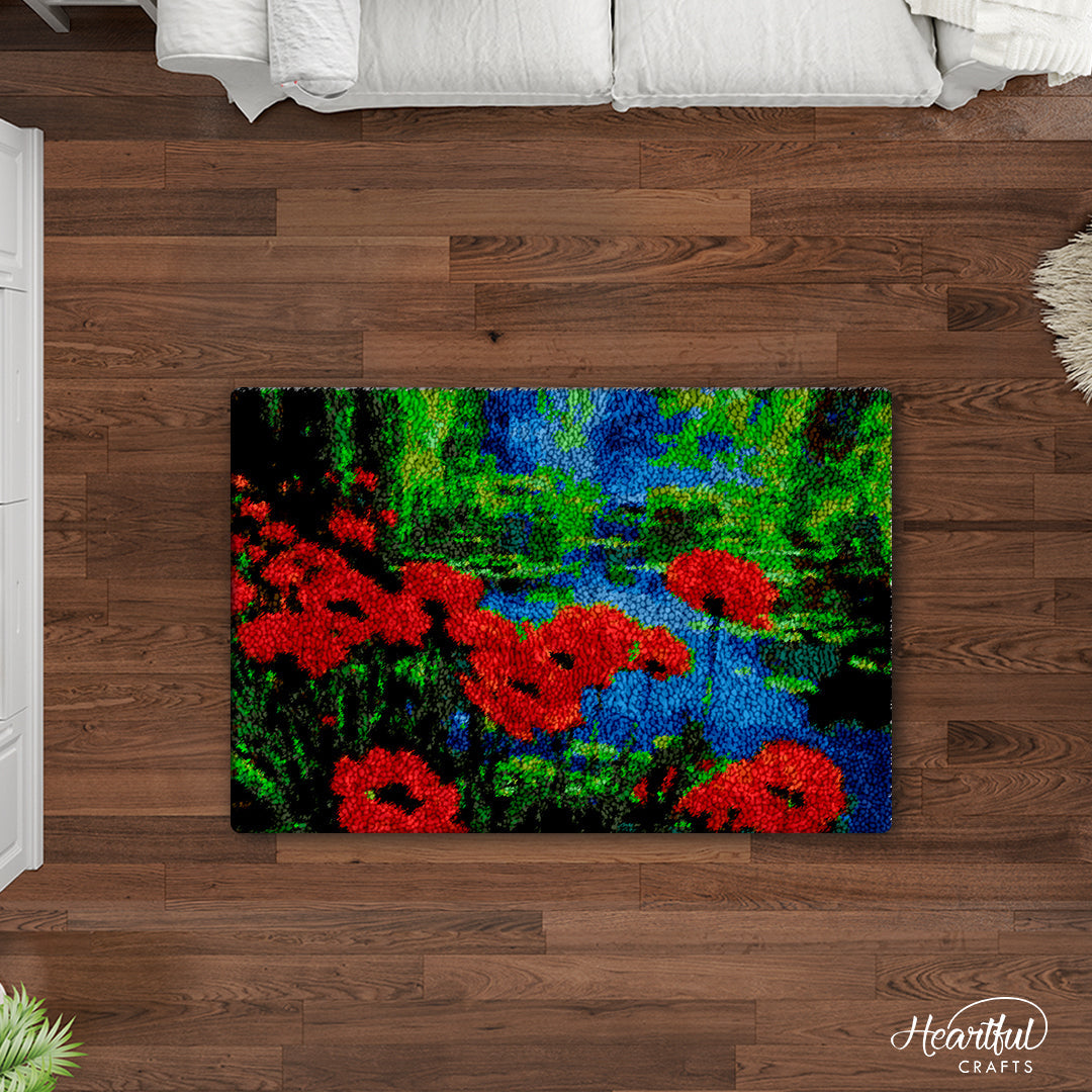 Poppies in the Lake Latch Hook Rug by Heartful Crafts