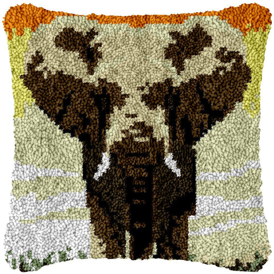 African Elephant - Latch Hook Pillowcase Kit - Latch Hook Crafts