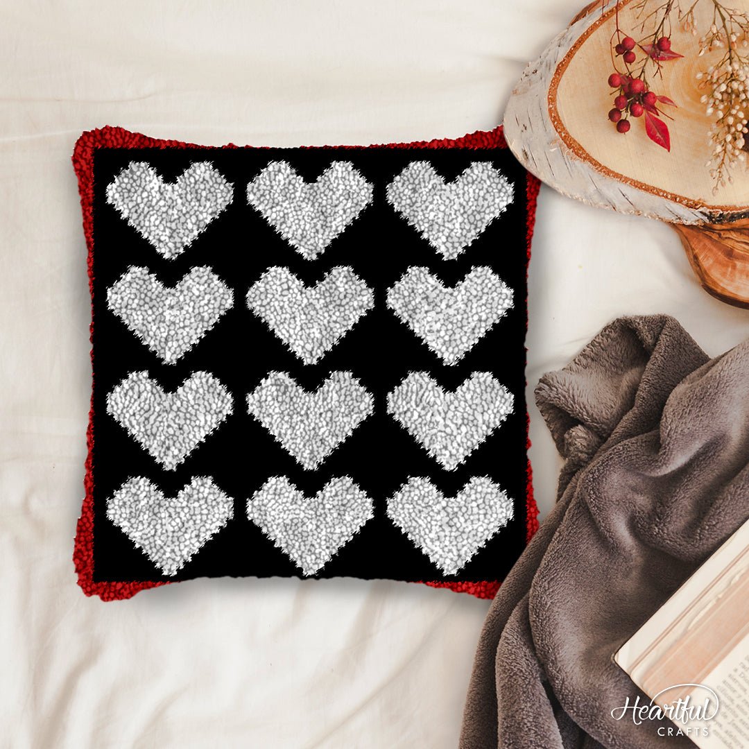 All the Hearts - Latch Hook Pillowcase Kit - Latch Hook Crafts