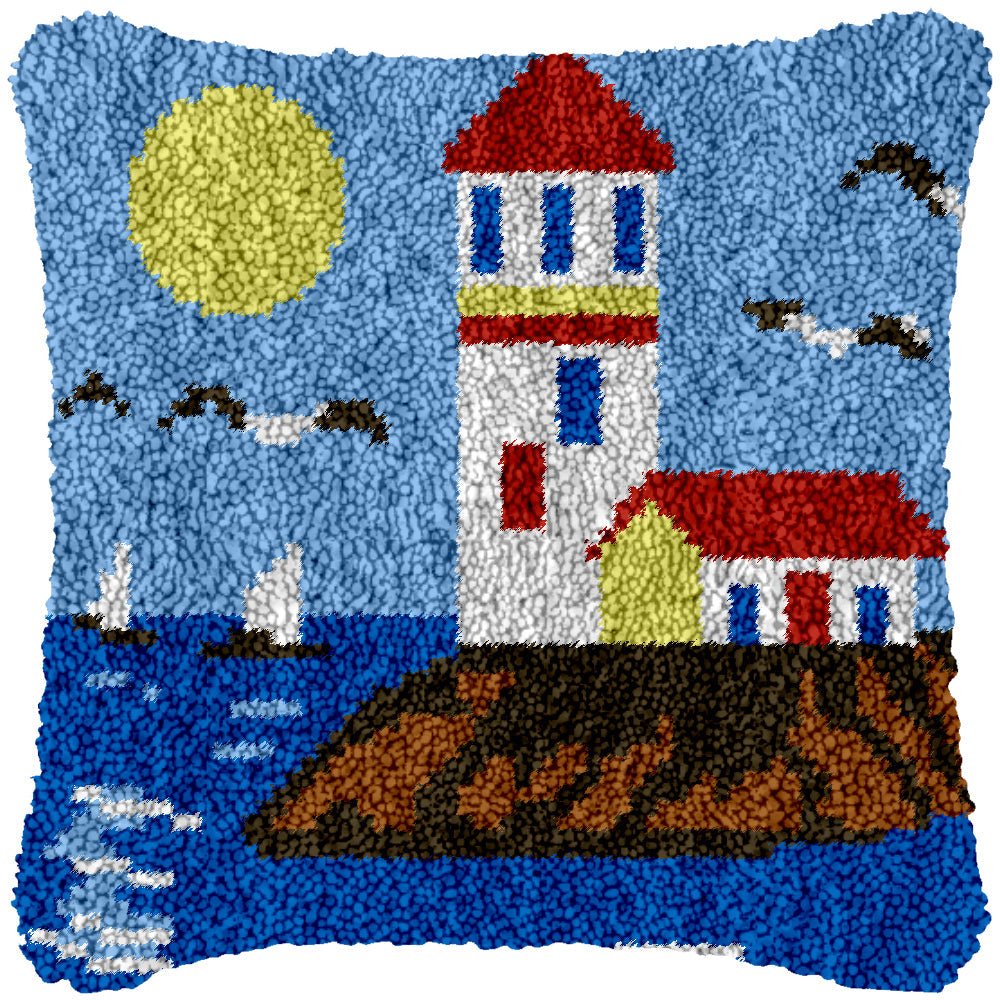 Artistic Lighthouse - Latch Hook Pillowcase Kit - Latch Hook Crafts