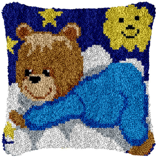 Baby Bear (Blue) - Latch Hook Pillowcase Kit - DIY Latch Hook