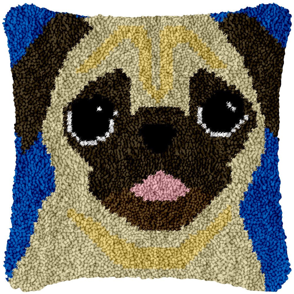 Baby Pug DIY Latch Hook Pillowcase Making Kit For Adults Latch Hook