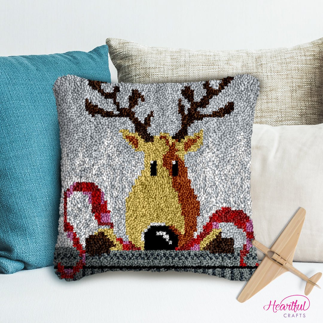 Baby Reindeer - Latch Hook Pillowcase Kit - Latch Hook Crafts