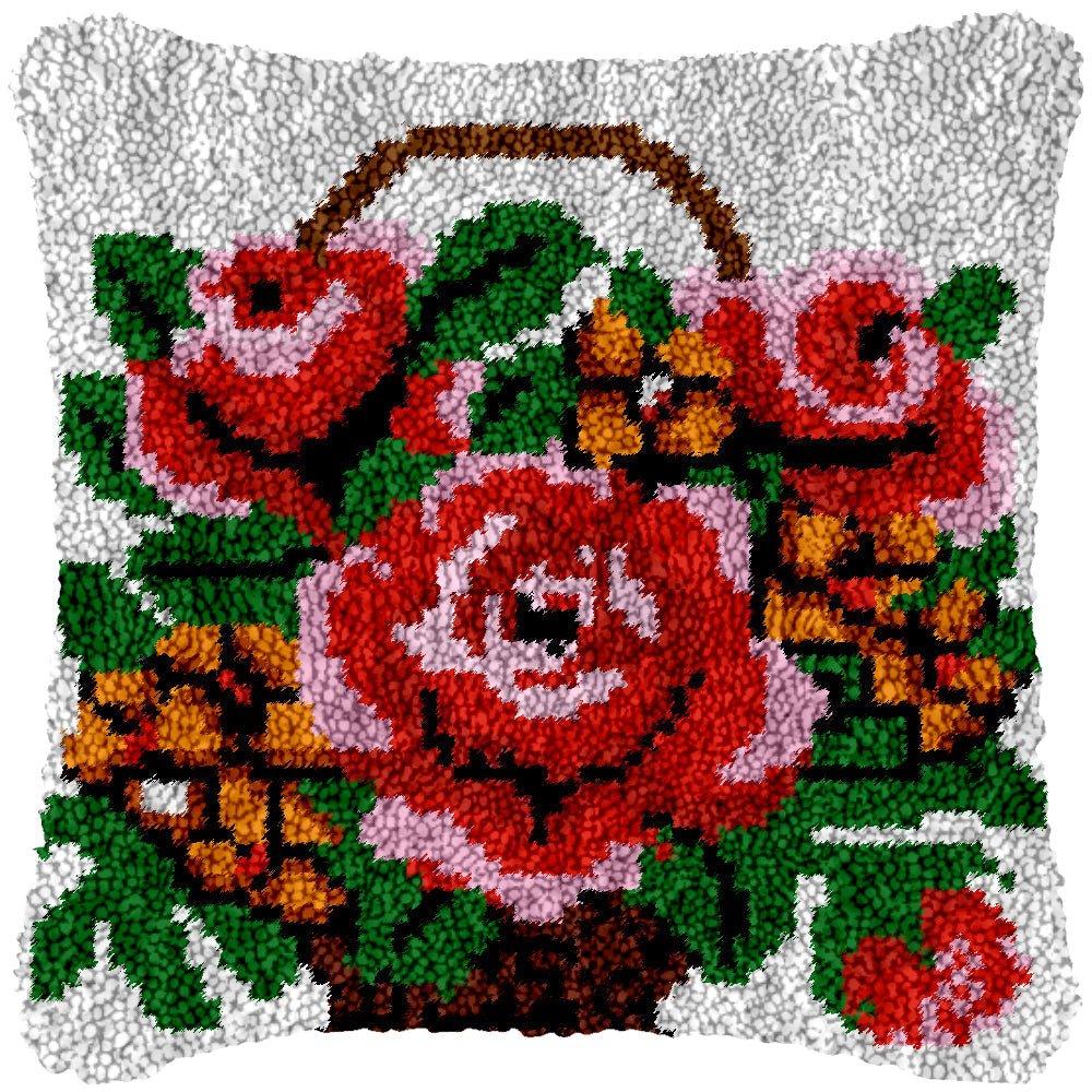 Basket of Roses DIY Latch Hook Pillowcase Making Kit For Adults – Latch ...