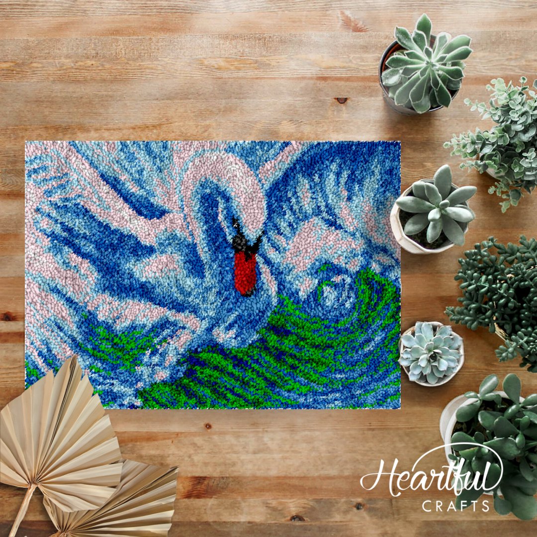 Beautiful Swan DIY Latch Hook Rug Making Kit For Adults – Latch Hook Crafts