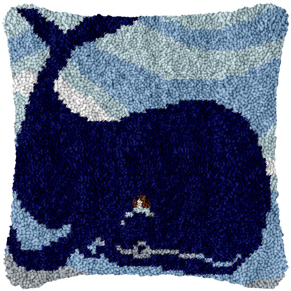 Big Blue Whale - Latch Hook Pillowcase Kit - Latch Hook Crafts
