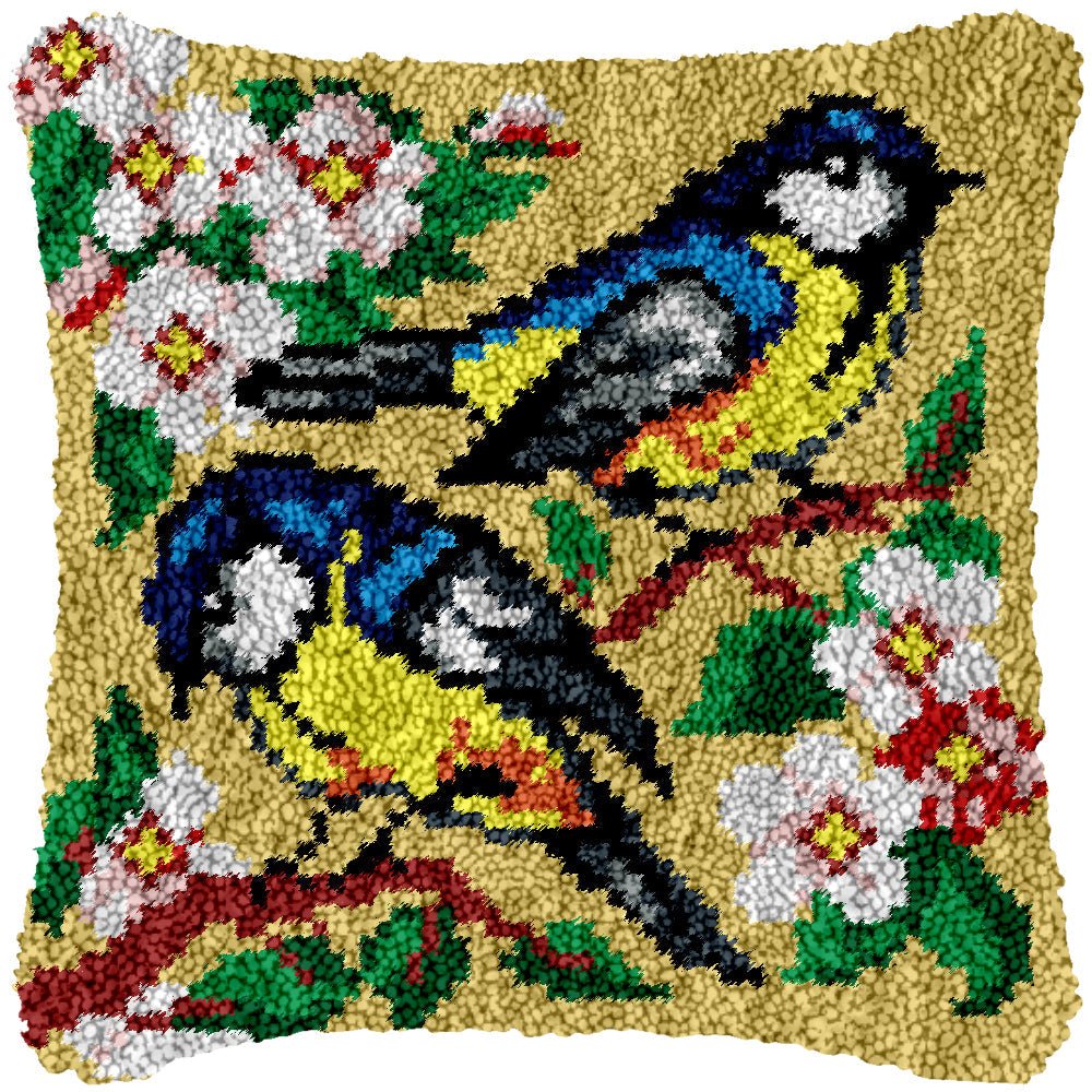 Birds and Flowers - Latch Hook Pillowcase Kit - Latch Hook Crafts