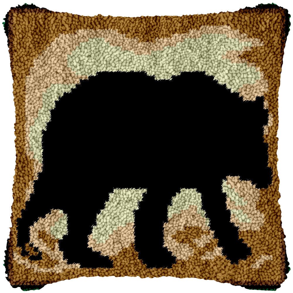 Black Bear - Latch Hook Pillowcase Kit - DIY Latch Hook