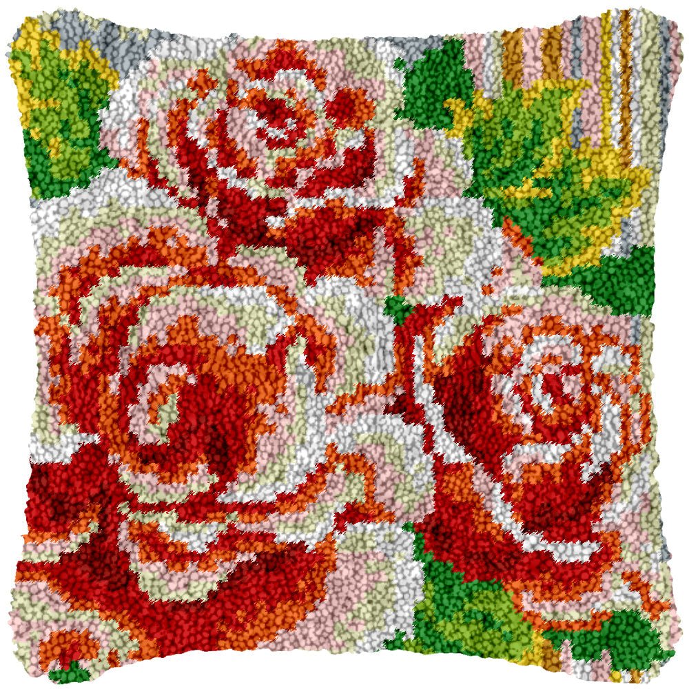 Blooming Roses - Latch Hook Pillowcase Kit - diy-latch-hook