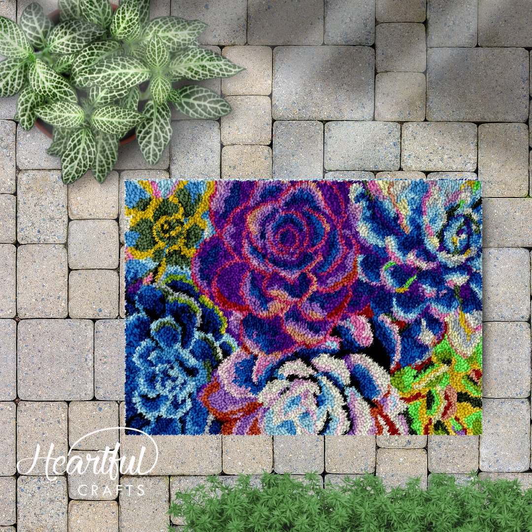 Blossoming Succulents - Latch Hook Rug Kit - Latch Hook Crafts