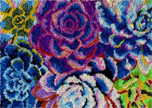 Blossoming Succulents - Latch Hook Rug Kit - Latch Hook Crafts