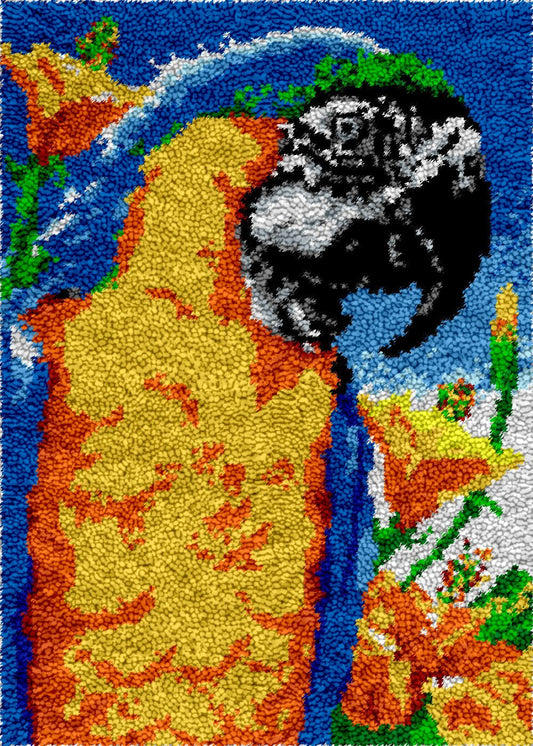 Blue and Gold Macaw - Latch Hook Rug Kit - Latch Hook Crafts
