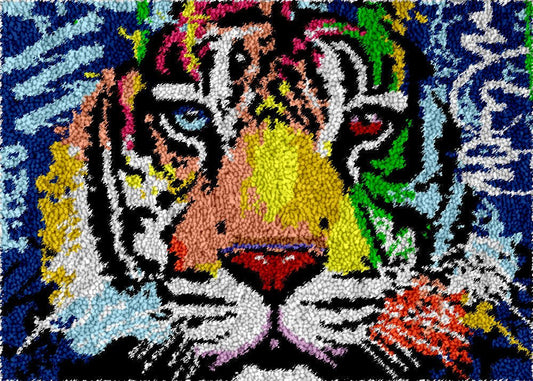 Blue and Red Eye - Latch Hook Rug Kit - Latch Hook Crafts