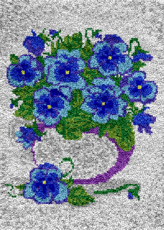 Blue Daisies - Latch Hook Rug Kit - Latch Hook Crafts