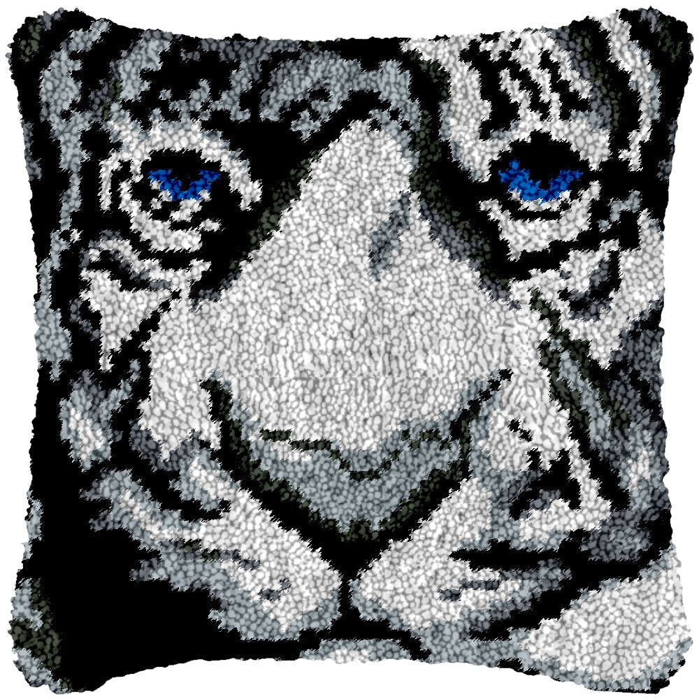Blue Eyed Tiger - Latch Hook Pillowcase Kit - diy-latch-hook