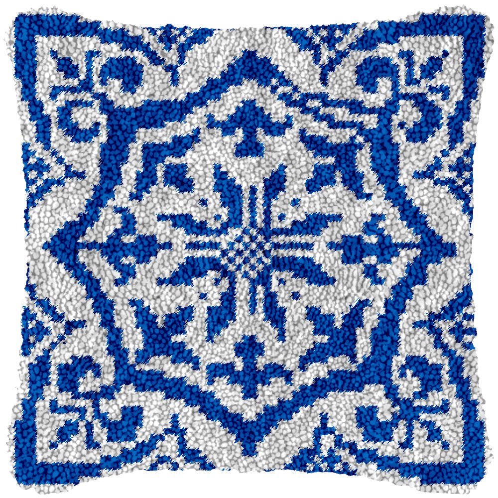 Blue Fractal - Latch Hook Pillowcase Kit - Latch Hook Crafts