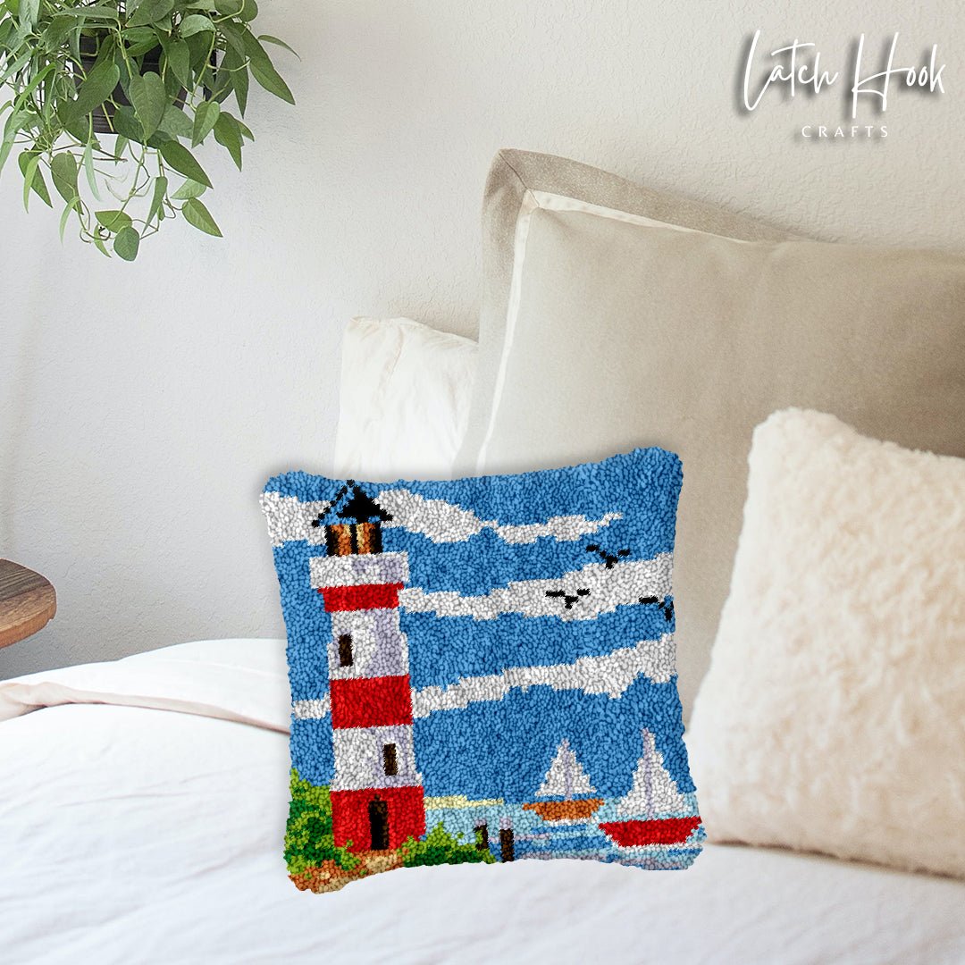 Bright Blue Skies - Latch Hook Pillowcase Kit - Latch Hook Crafts