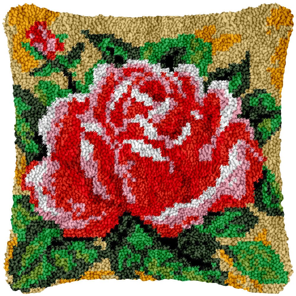 Bright Pink Roses - Latch Hook Pillowcase Kit - Latch Hook Crafts