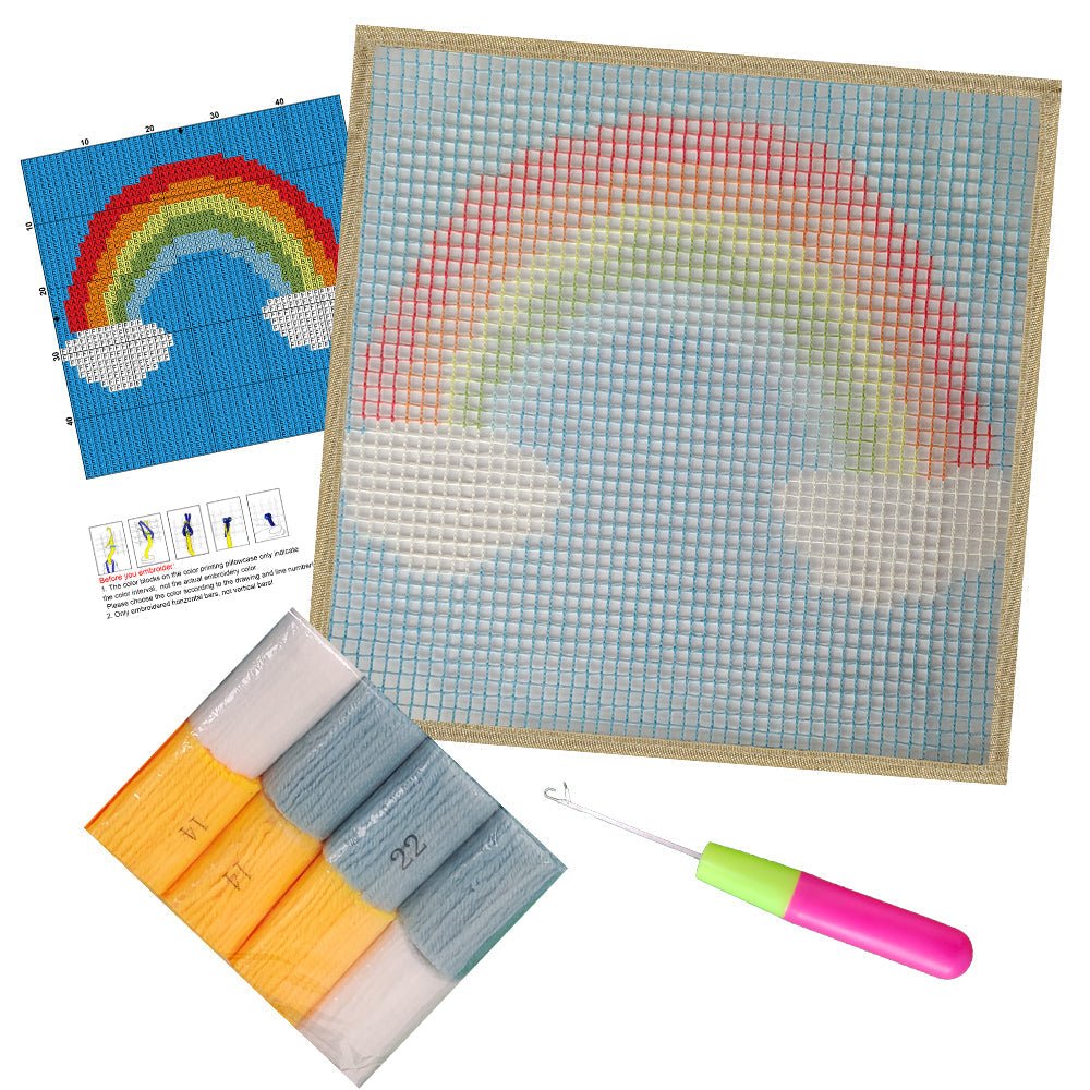 Bright Rainbow - Latch Hook Kit for Kids - diy-latch-hook