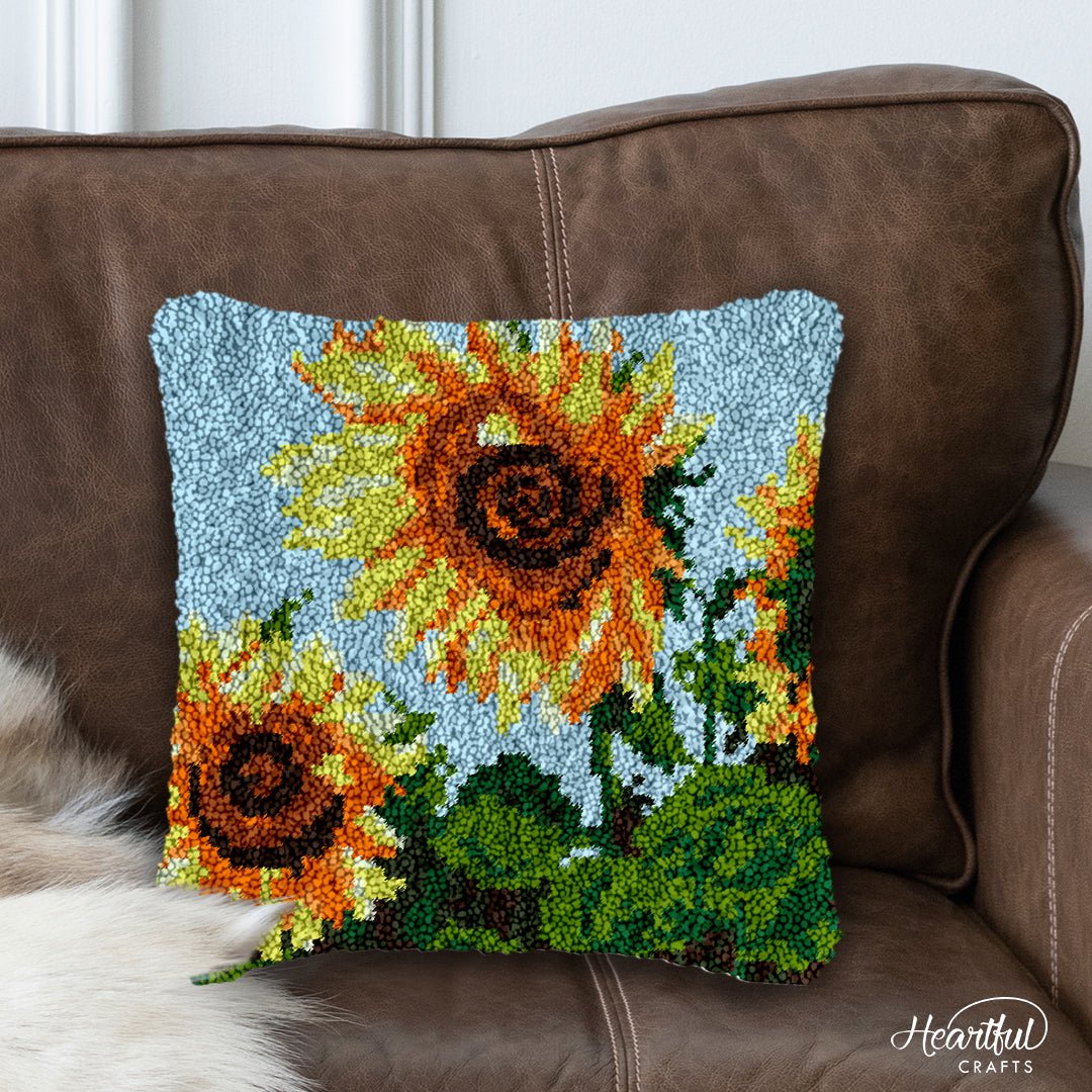 Bright Sunflowers - Latch Hook Pillowcase Kit - Latch Hook Crafts