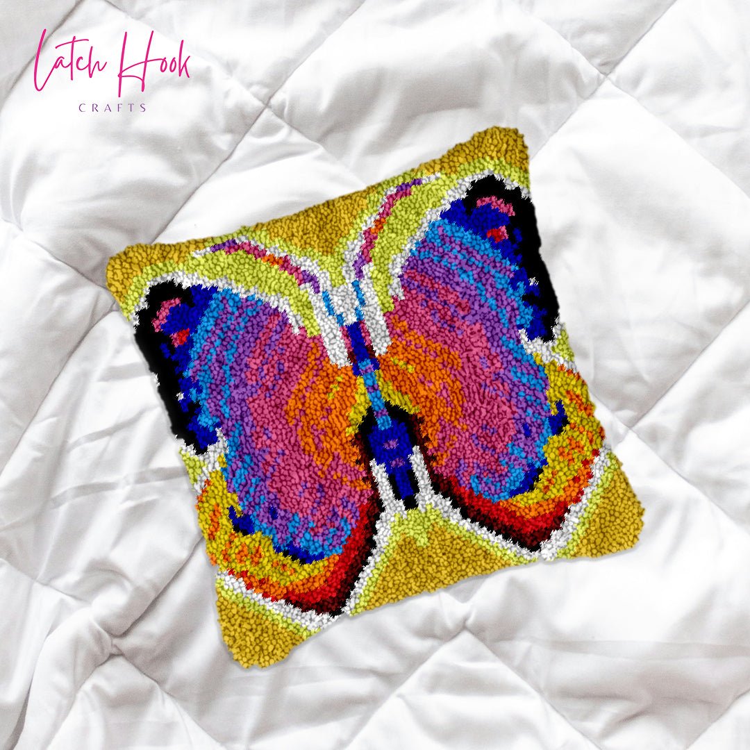 Brilliant Butterfly - Latch Hook Pillowcase Kit - Latch Hook Crafts