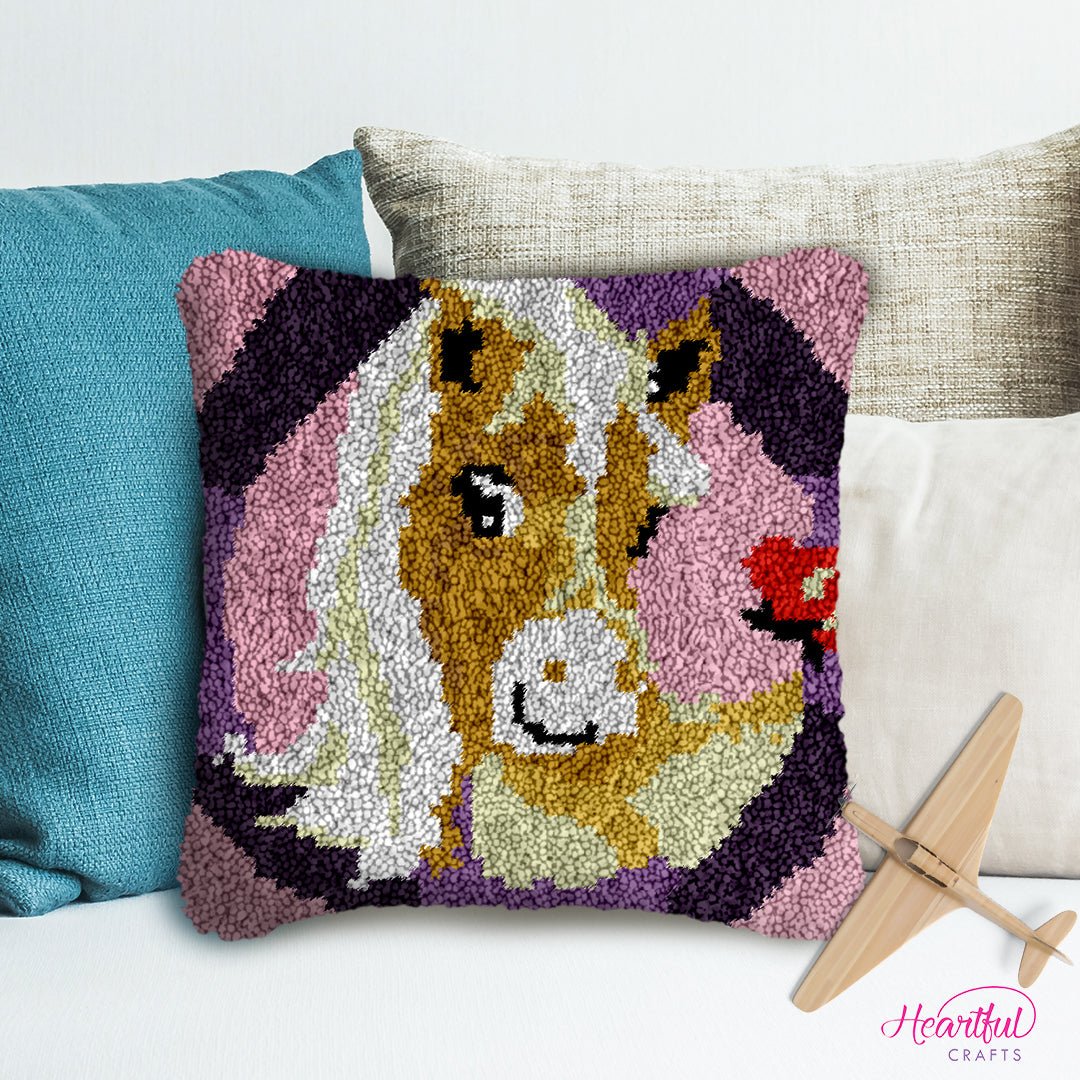 Brown Pony - Latch Hook Pillowcase Kit - Latch Hook Crafts