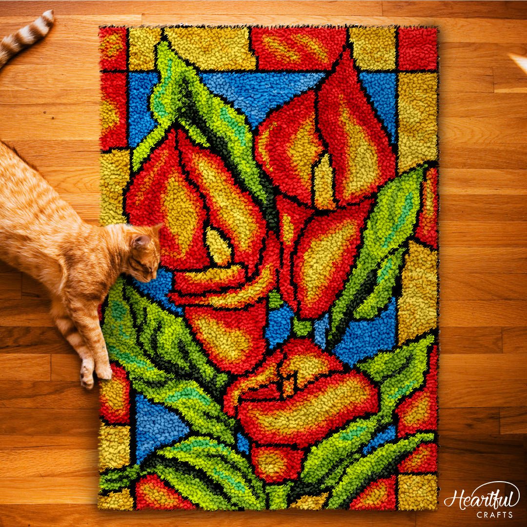 Calla Lily (Stained Glass) - Latch Hook Rug Kit - Latch Hook Crafts