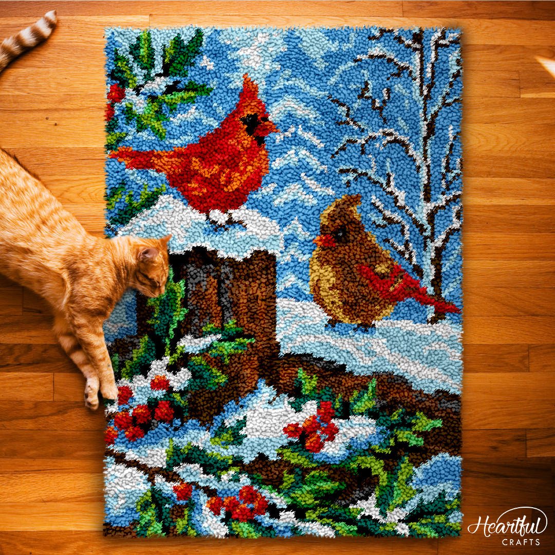 Cardinal Birds DIY Latch Hook Rug Making Kit For Adults – Latch Hook Crafts