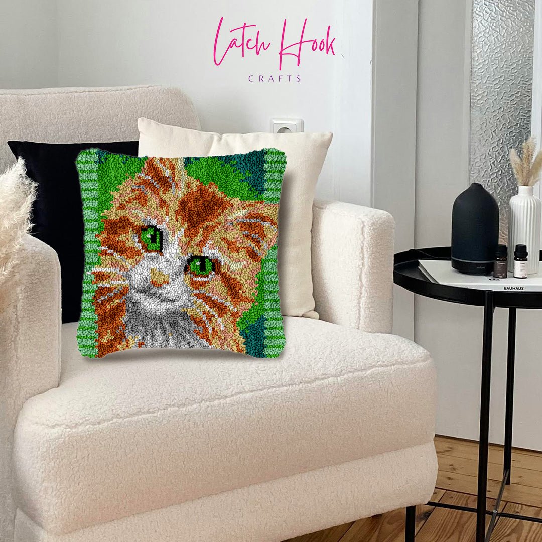 Cat Grimace - Latch Hook Pillowcase Kit - Latch Hook Crafts