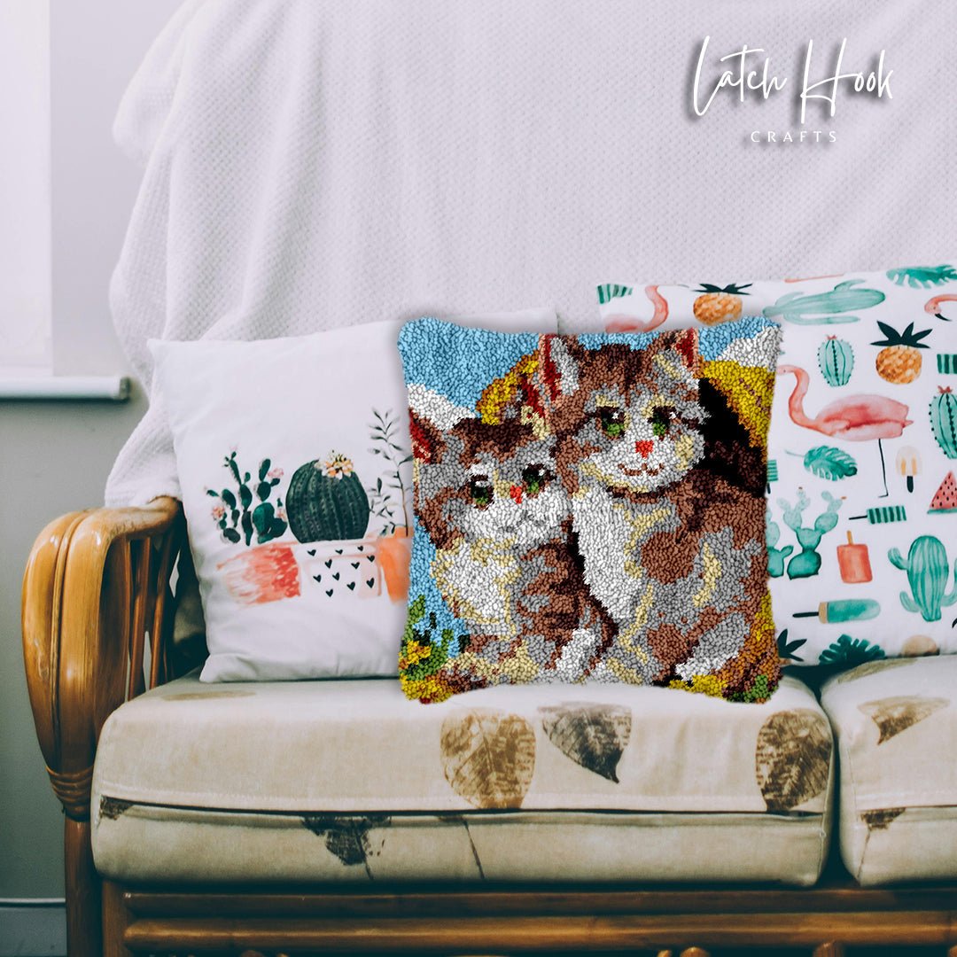 Charming Kitties - Latch Hook Pillowcase Kit - Latch Hook Crafts