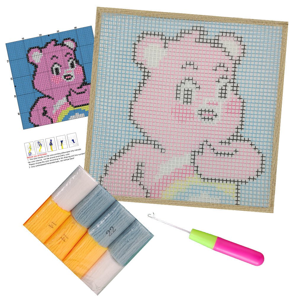 Cheer Care Bear - Latch Hook Kit for Kids - diy-latch-hook
