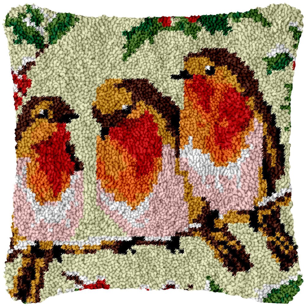 Chirping Birds - Latch Hook Pillowcase Kit - diy-latch-hook