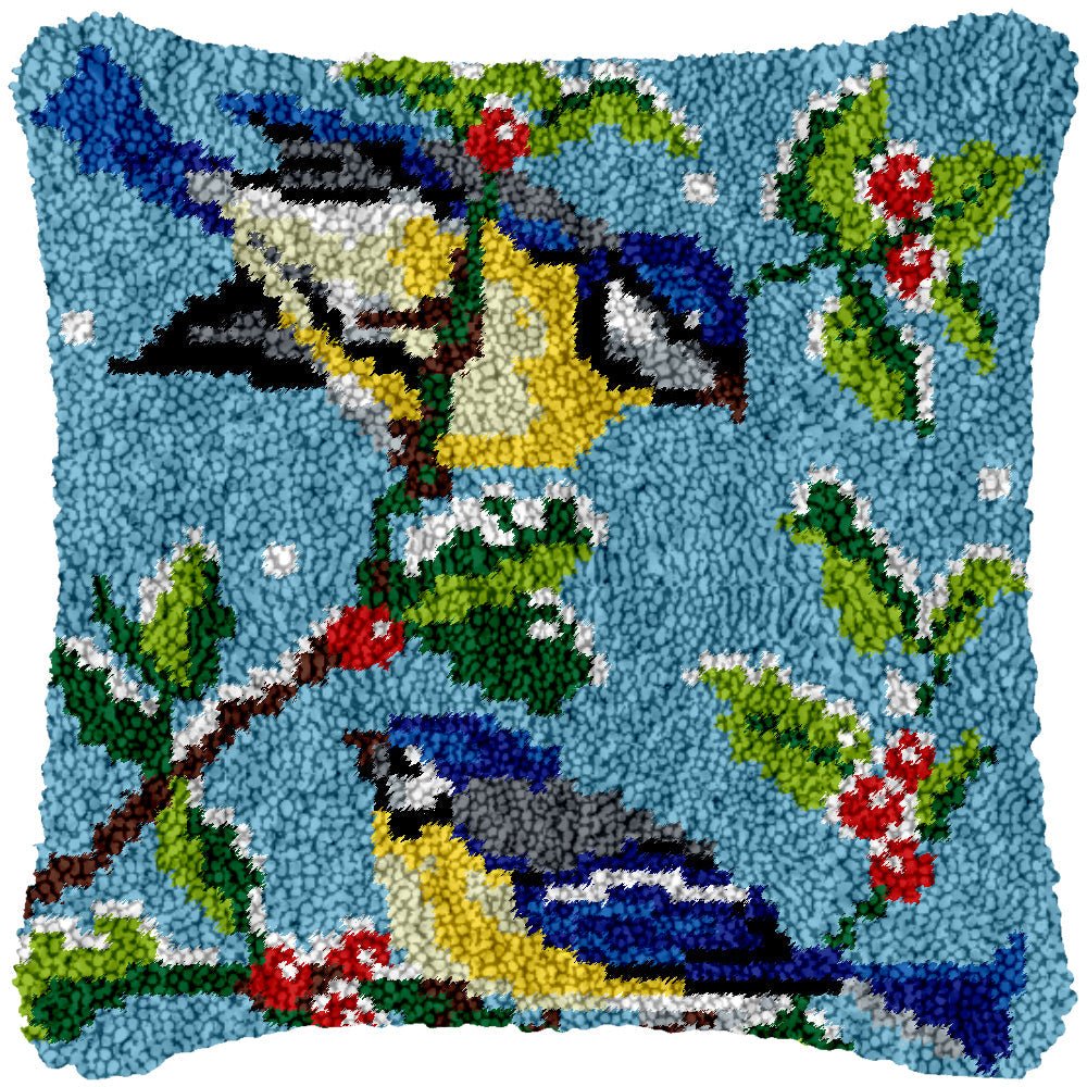 Christmas Finches - Latch Hook Pillowcase Kit - diy-latch-hook