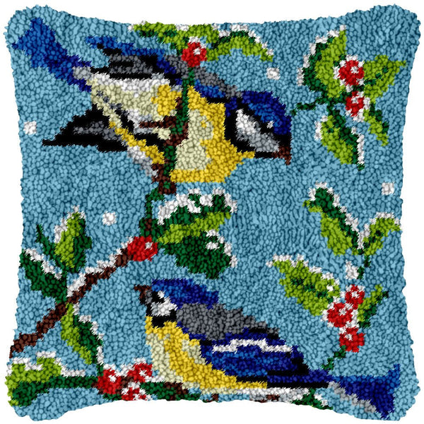 Christmas Finches - Latch Hook Pillow Kit