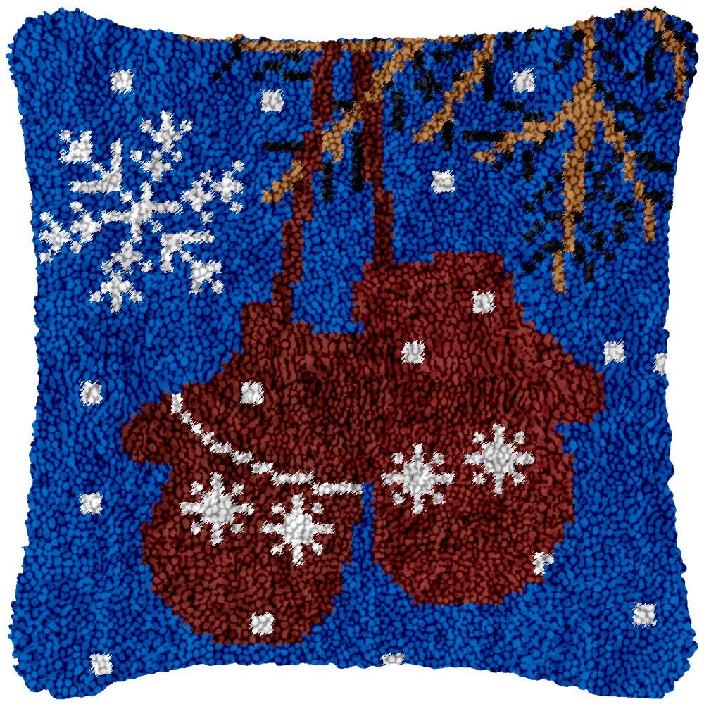 Christmas Mittens - Latch Hook Pillowcase Kit - Latch Hook Crafts