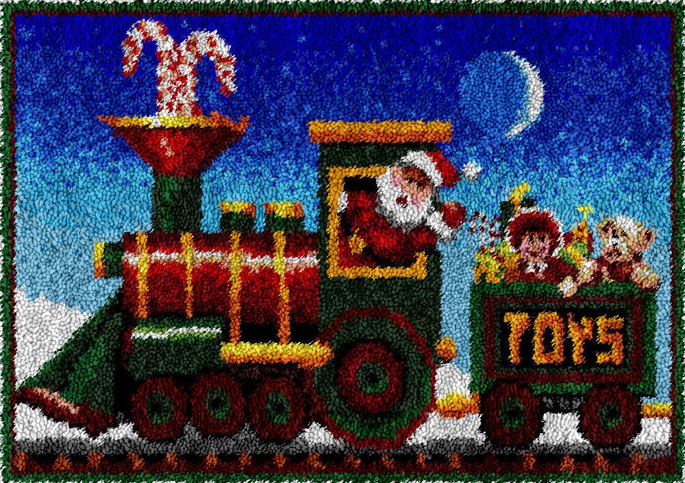 Christmas Train DIY Latch Hook Rug Making Kit For Adults Latch Hook