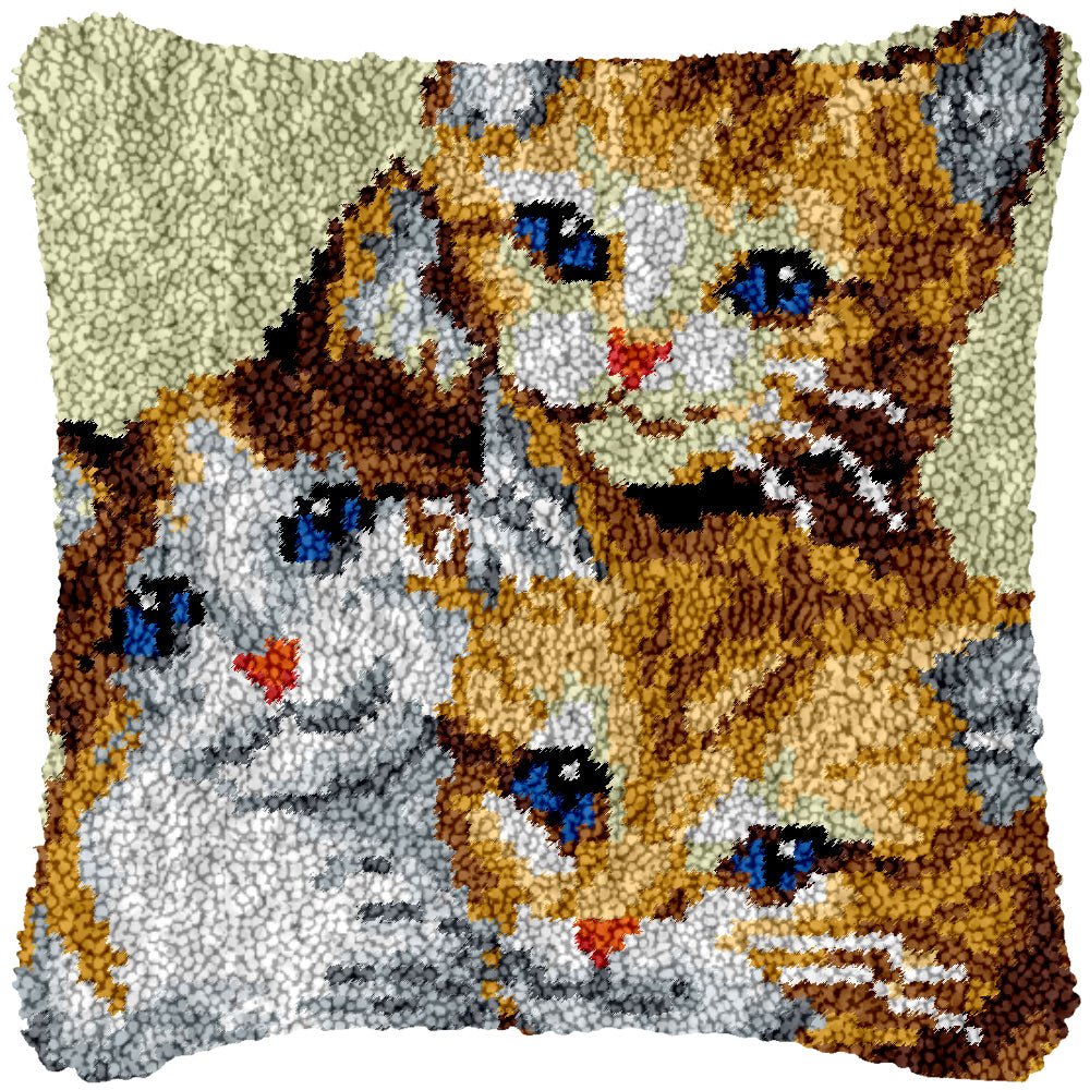 Clowder of Cats - Latch Hook Pillowcase Kit - diy-latch-hook