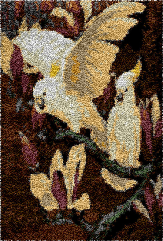 Cockatoo Couple - Latch Hook Rug Kit - Heartful Crafts | DIY Latch Hook