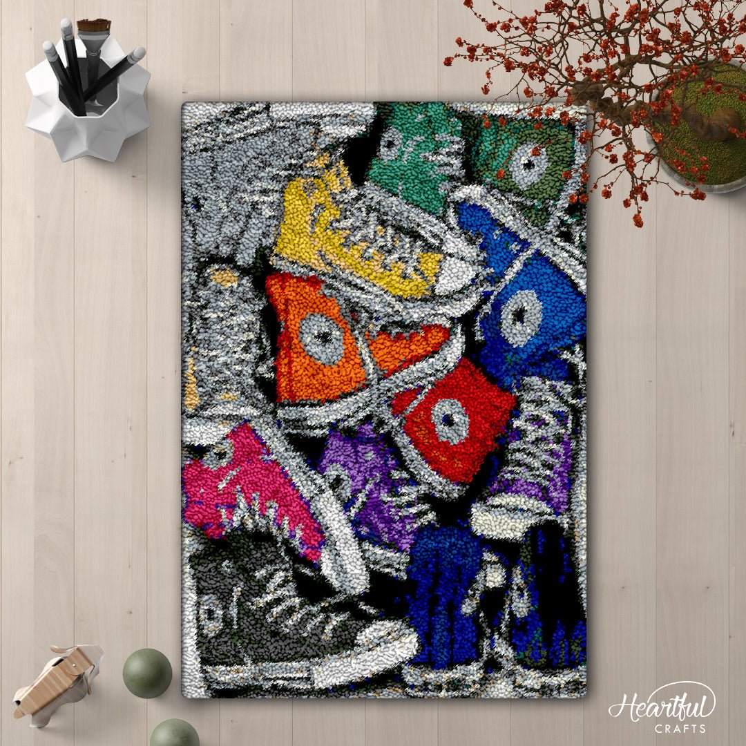 Colored Converse - Latch Hook Rug Kit - Heartful Crafts | DIY Latch Hook