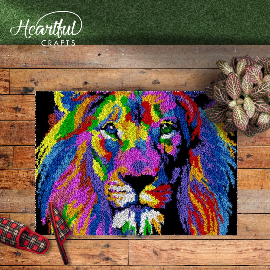 Colorful Dreams of a Lion - Latch Hook Rug Kit - Latch Hook Crafts